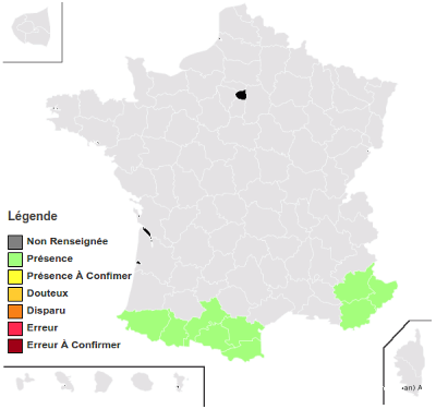 Carte de répartition en France métro.