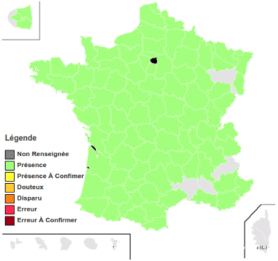 Carte de répartition en France métro.