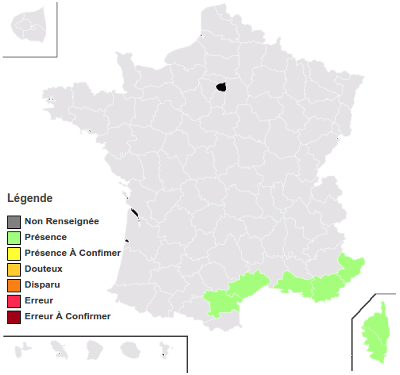 Carte de répartition en France métro.