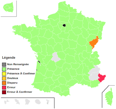 Carte de répartition en France métro.