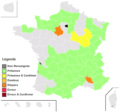 Carte de répartition en France métro.